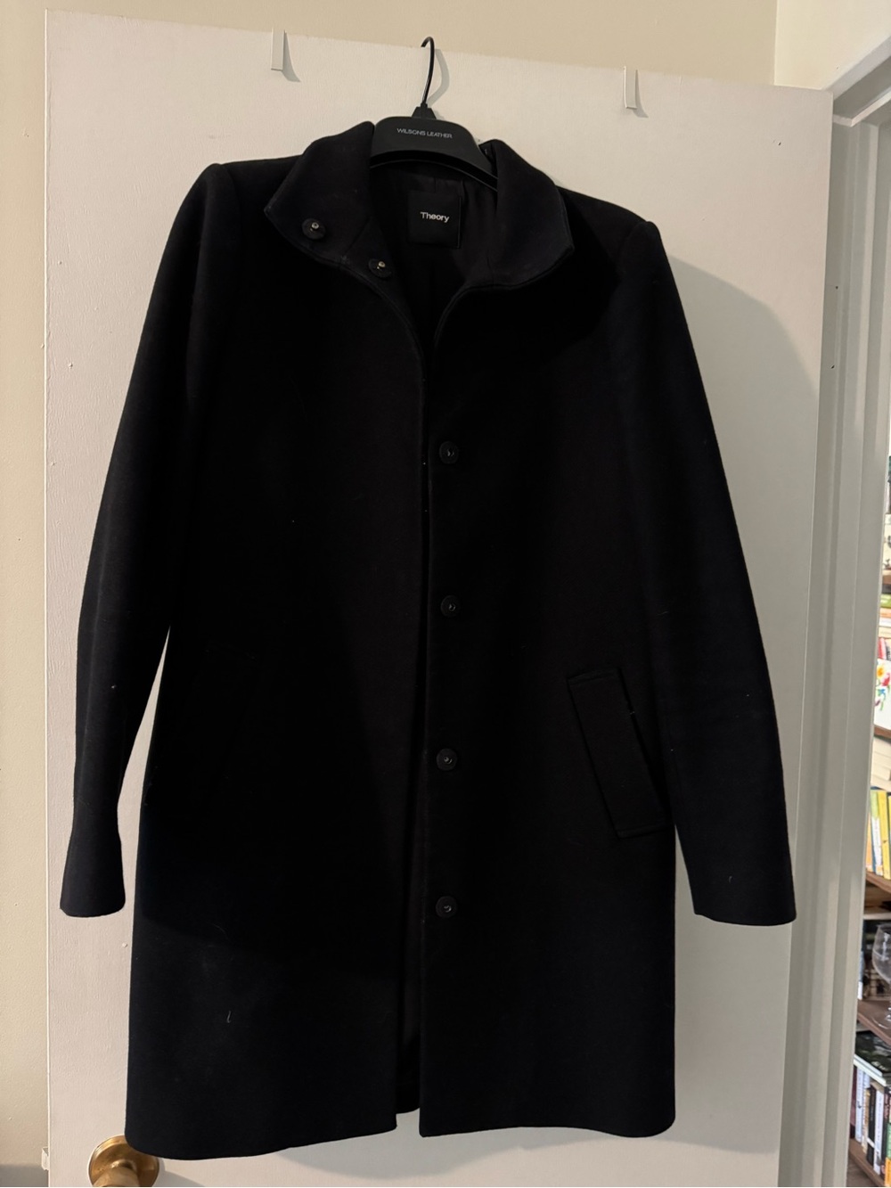 Theory Women’s Black Wool-Blend Overcoat